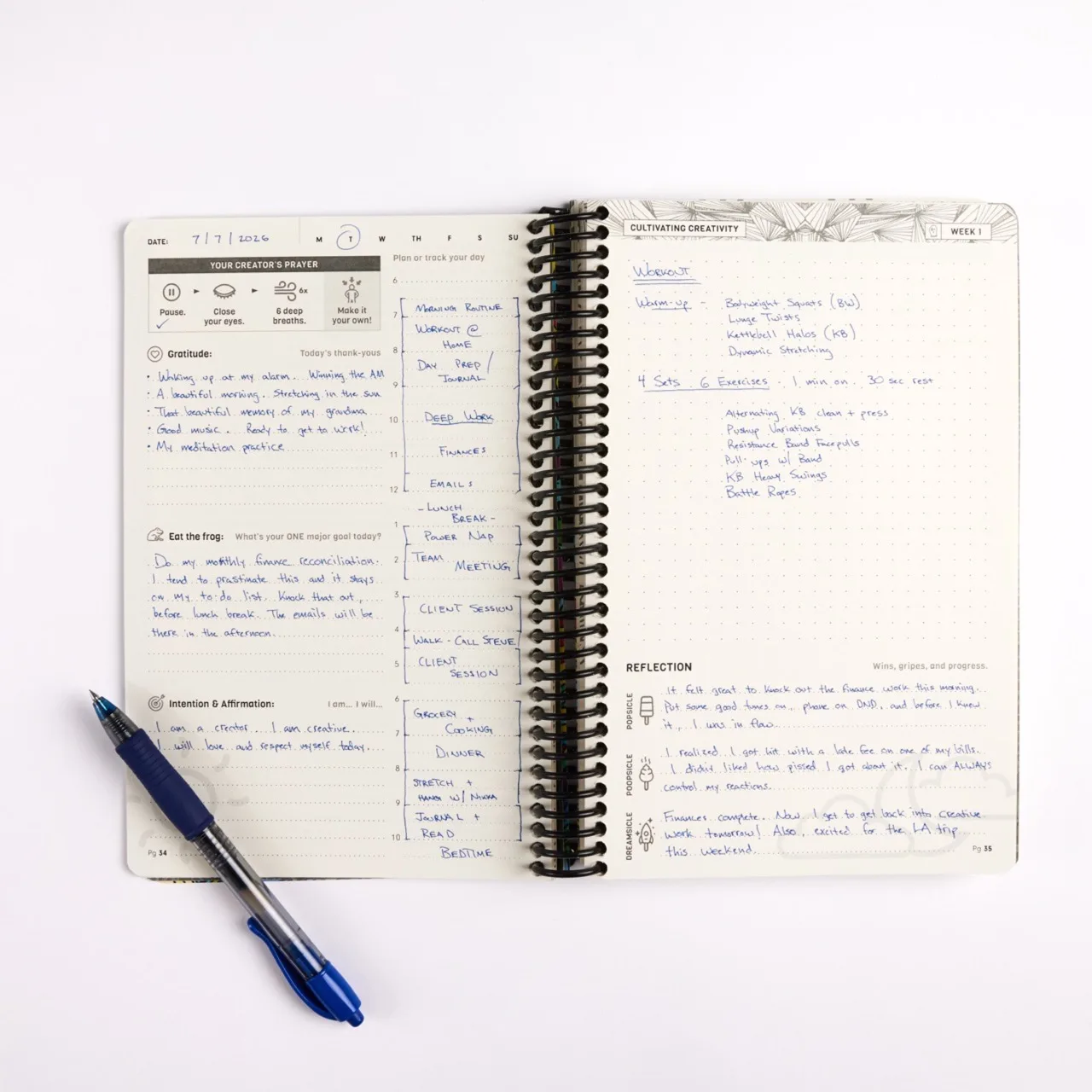 The Microdosing Journal in use beside tea and a pen