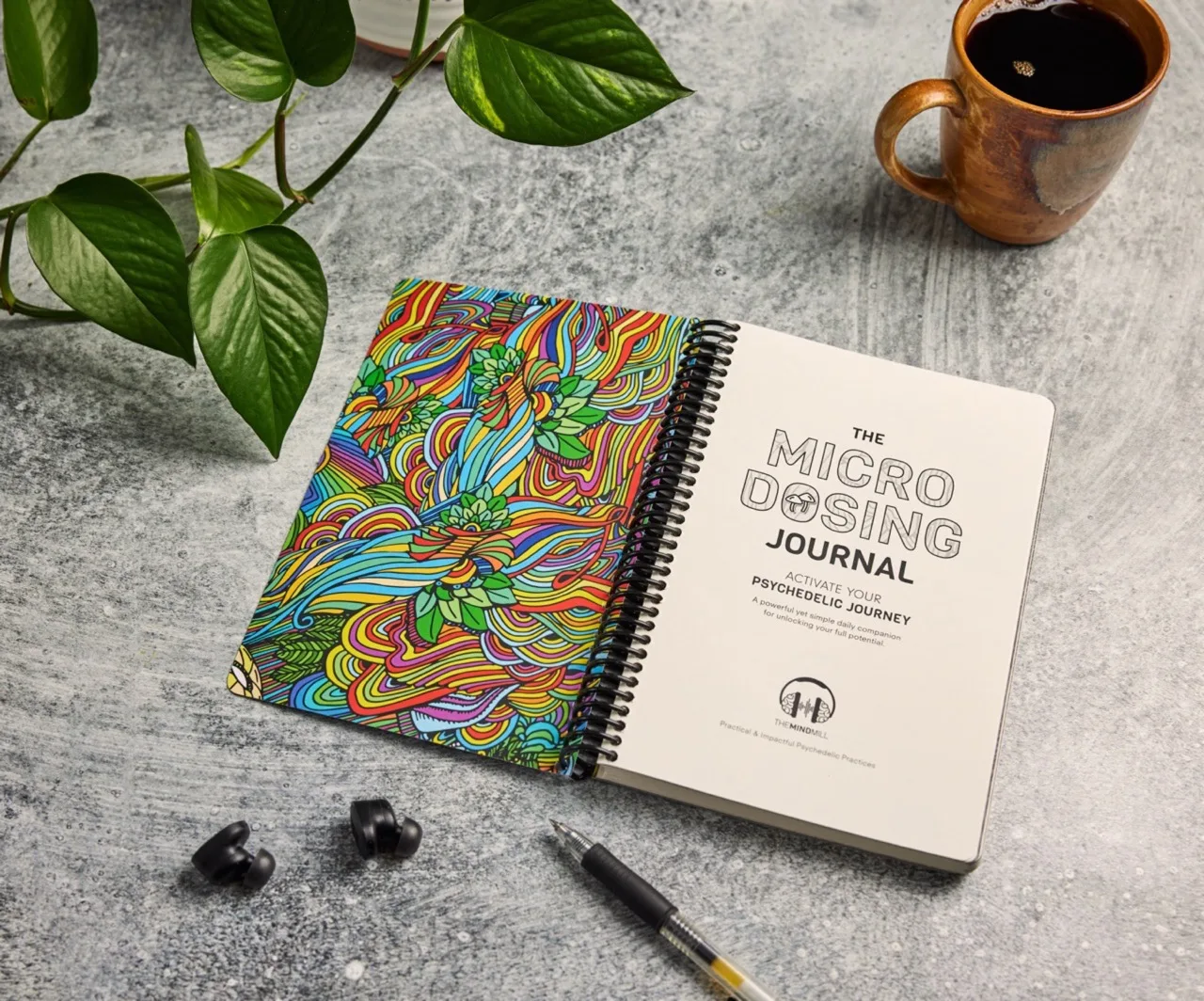 The Microdosing Journal open to its title spread