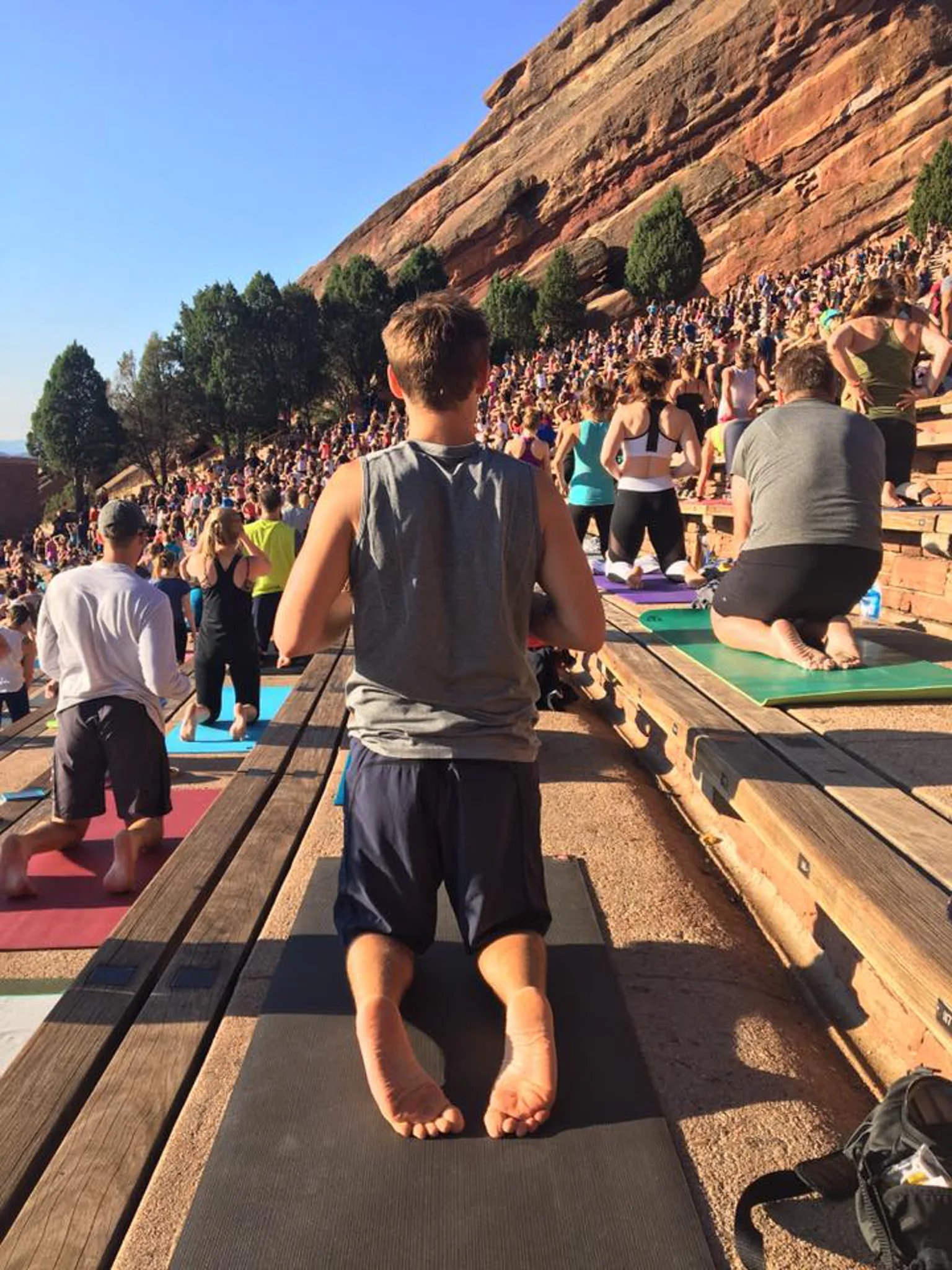 Seth practicing yoga at Red Rocks